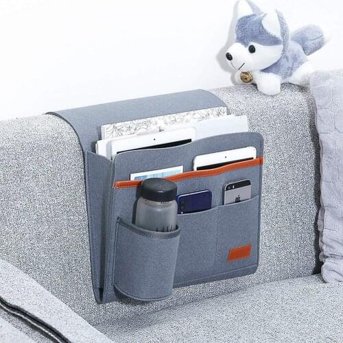 Felt Bedside Storage Hanging Bag Gadget Organizer Caddy Bed Book Phone Cup Sofa Holder Pockets