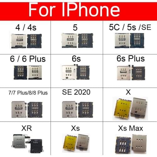 Sim Card Tray Socket Adapter For iphone X XR XS MAX 8 7 6S 6 Plus 5S 5C 5 4 4S SE 2020 Sim Reader Card Slot Holder Flex Ribbon