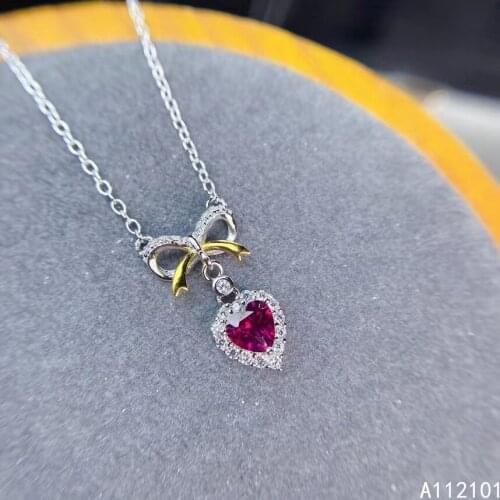 KJJEAXCMY fine Jewelry 925 Sterling Silver Natural Garnet Girl new exquisite Pendant Necklace chain Support Test Chinese style