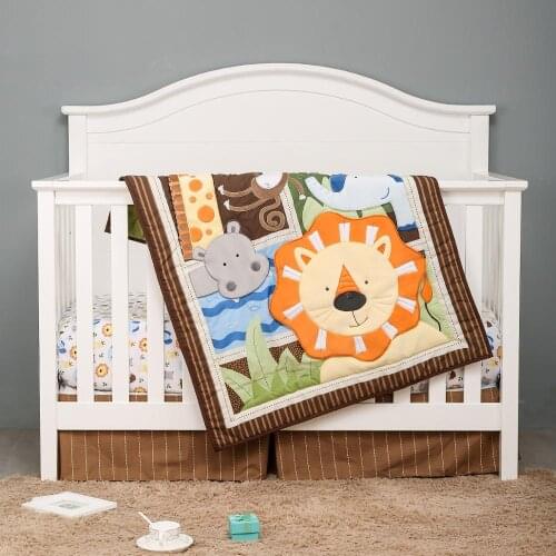 Lion Boys and Girls Newborn Infant Baby Toddler Nursery Fitted Crib Sheets and Bedding Skirt 3-Piece Set