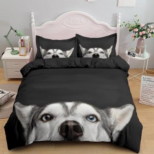 3D Cute Dog Bedding Set Pet Dogs Animal Printed Bed Covers Single Double King Queen Size Duvet Cover Sets Bedclothes