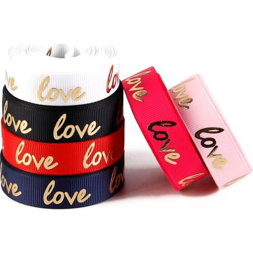 David angie 5/8" silver Polka dot gold foil heart love Valentines Day grosgrain ribbon DIY Party Decoration Material,5Yc3231