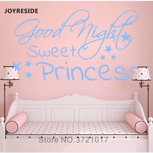 JOYRESIDE Goodnight Princess Cute Wall Decal Vinyl Sticker Baby Girl Bedroom Beautiful Home Decor Interior Decor Wall Decal A589