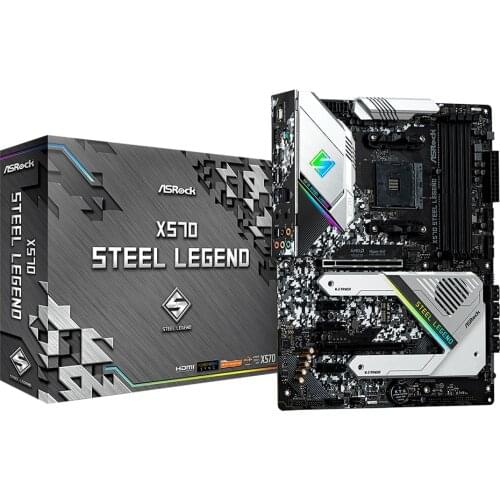 ASRock X570 Steel Legend Desktop Motherboard Socket AM4 DDR4 SATA3, Ultra M.2 USB 3.1 VGA HDMI ATX