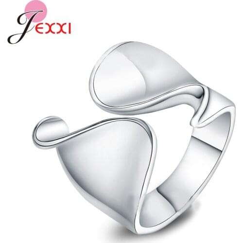Irregular S Shape Open Rings 925 Sterling Silver Finger Rings for Women Trendy Jewelry Party Christmas Birthday Gift
