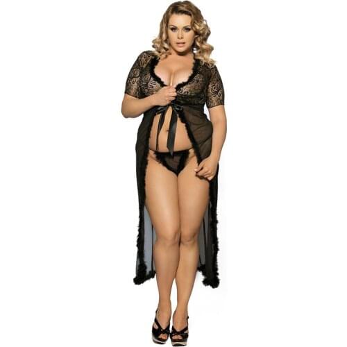 Top Fashion Sexy Lace Long Nightdress Summer Front Bandage Cozy Sexy High Quality Underwear Large Size 5xl