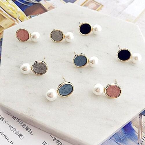 New arrive fashion stud earring with pearl for women good quality small earring leather with delicate jewelry #ER087