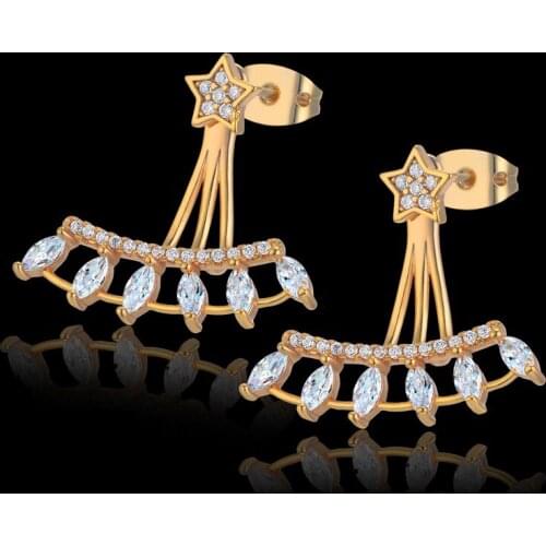 OL Style Star Cubic Zirconia Stud Earrings For Womem Gold Color Fashion Earing Jewelry Earring