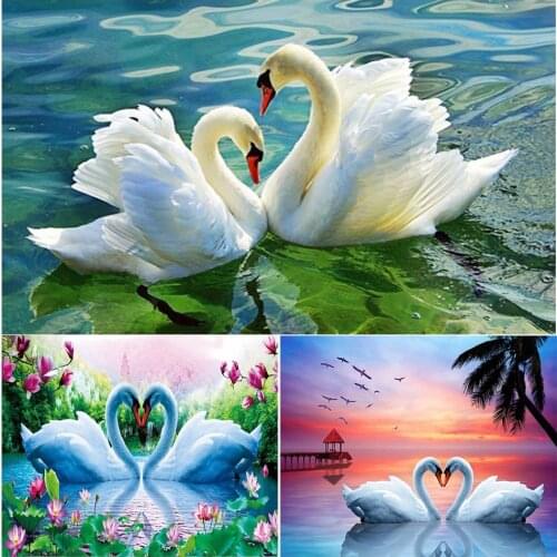 Full Square Diamond Embroidery Swans 5D DIY Diamond Painting Animals Cross Stitch Diamond Mosaic Picture Of Rhinestones Decor