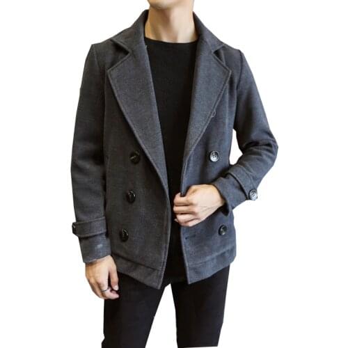 Drop shipping winter wool jacket mens wool coat casual Slim collar wool Mens cotton collar trench mens coats fashion jackets