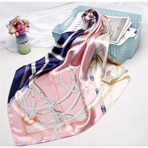 2019 Autumn women square scarf Pattern print foulard girl gift silk neckwear scarf 10Pcs/lot