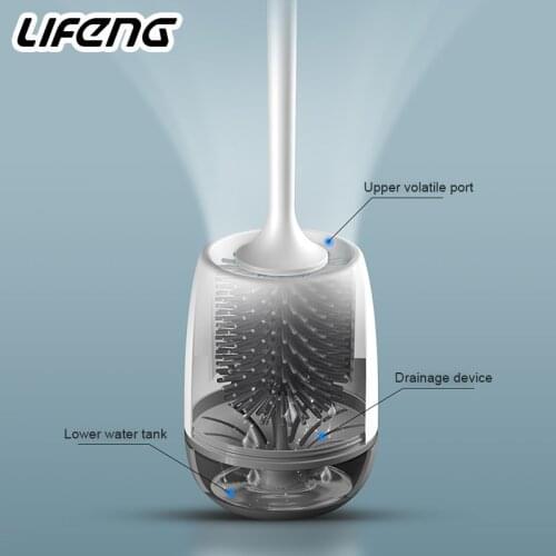 TPR Silicone Head Toilet Brush Quick Draining Clean Tool Wall-Mount Or Floor-Standing Cleaning Brush Bathroom Accessories