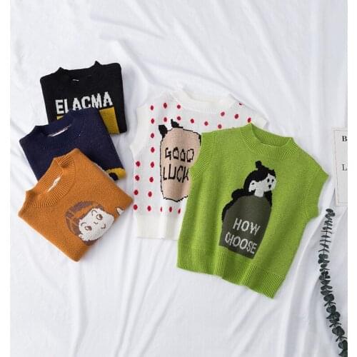 1-7 Year Boy Kids Knitted Vest Childrens Fashion Cartoon Jacquard Waistcoat 2020 Winter Fashion Cute Pullover Vest for Baby Boy
