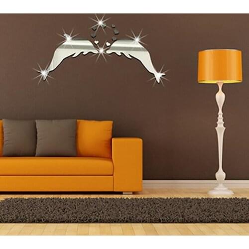 DIY Mirror Wall Stickers Cute Dolphin Couple Mirror Sticker Wedding Room Decoration Acrylic Wall Stickers Home Decoration