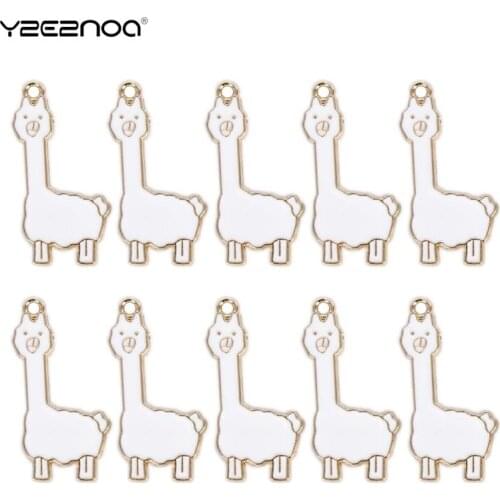 10Pcs/Set Enamel Alloy Alpaca Sheep Charms For DIY Necklace Bracelet Pendant Jewelry Making Craft Gift