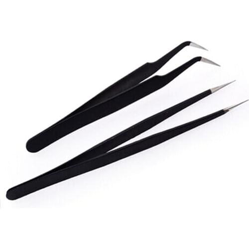 2 Pieces/Lot Mixed Rhinestone Nail Tweezer Stainless Straight Curved Antioxidant Glitters Eyelash DIY Nail Picking Tools