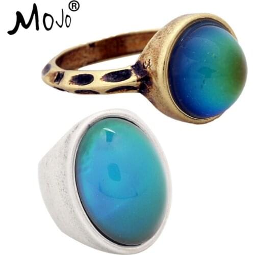 2PCS Vintage Bohemia Retro Color Change Mood Ring Emotion Feeling Changeable Ring Temperature Control Ring for Women RG002-RS024