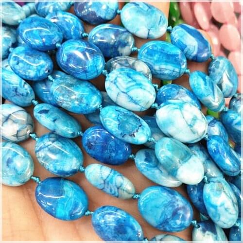 20pcs nature blue stone beads oval shape 13x18mm natural semi precious stone beads accessories beads findings women bracelets