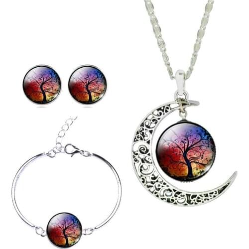 2021 Fashion Women Elegant Jewelry Set Tree of Life Earring Pendant Necklace Female Wedding Birthday Gift Wholesale Dropshipping