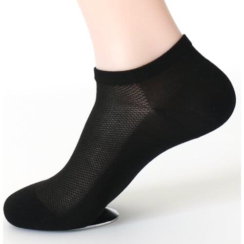 4 Pack Spring/Summer Ultra-thin No Show Spun Silk Mens Socks Male Mesh Pure Black Color Breathable Sneaker Socks Slippers BF