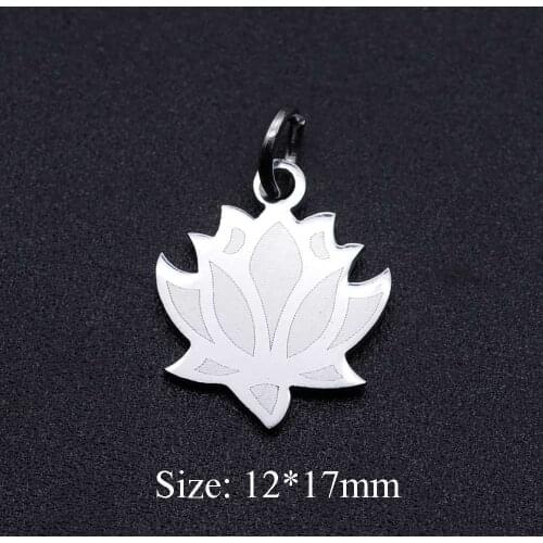 5pcs/lot Dainty Lotus Boho 316L Stainless Steel DIY Pendant Charms Wholesale For Jewelry Making Factory Price