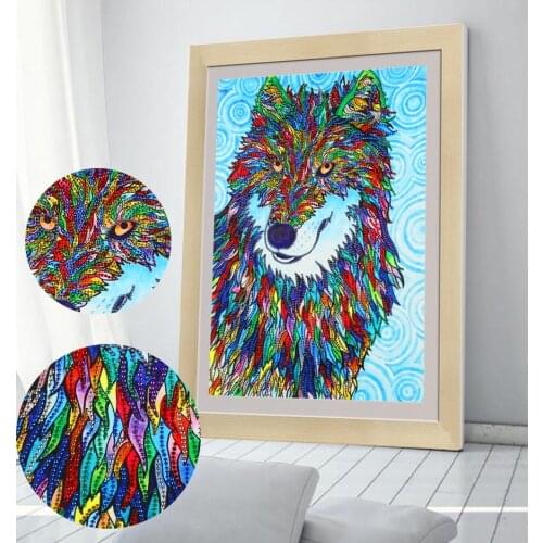 Diamond Embroidery Animal 5D DIY Diamond Painting Wolf Picture Rhinestone Special Shape Mosaic Partial Drill Cross Stitch