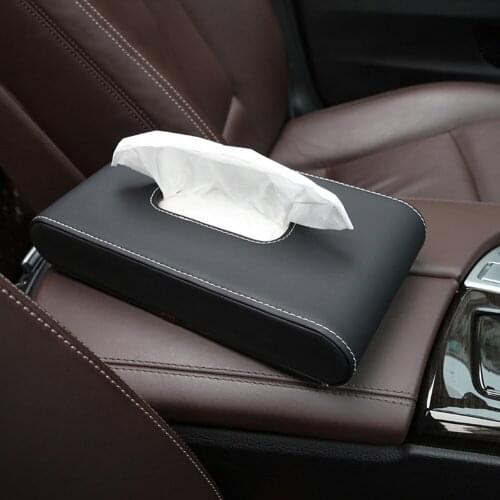 Car Multifunction Car Block Tissue Box Holder PU Leather with Parking Number Pater Towel Case Napkin Storage Bag Black