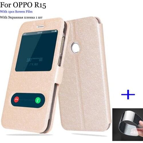 Phone cover For OPPO R15 case cover smart view window leather case R 15 Flip cases For OPPO R 15 case back cover PACM00 shell
