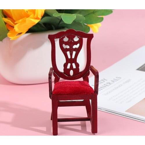 1/12 Wooden Mini Dollhouse Rocking Chair Model Toy DIY Miniature Scenery Accessory For Dolls House Accessories Decor Toys New