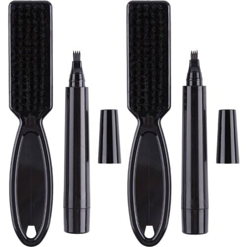 Double End Men Beard Growth Pen Facial Hair Side Mustach Shaping Regrowth Pen Beard Enhancer Beard Shaving Brush Tool Kit