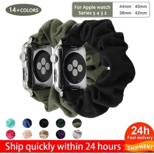 SOFT Cotton Elastic Scrunchies Band For Apple Watch 6 5 4 Elasitc Replacement Strap IWatch Serise 6 SE 5 4 3 38 40mm 44mm