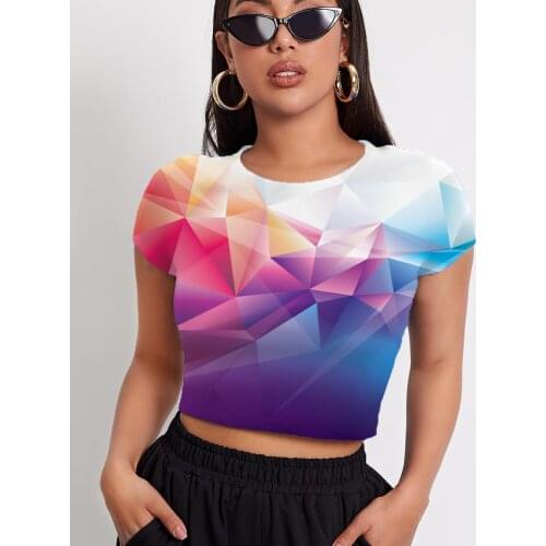 3d Tshirt Colorful T shirt Women Cube Funny T shirts Geometry Tshirts Casual Art Tshirt Printed Womens Clothing Summer Fashion