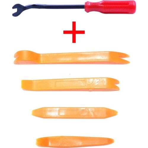 Red Car Removal Tool + 4Pcs/set Portable Vehicle Car Panel Audio Trim Removal Tool Set Kit Practical Car Repairing Hand Tools