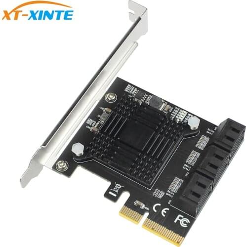 XT-XINTE 6Gbps SATA 3.0 to PCI-E Controller Card 6/10 Ports SATAIII PCIe Expansion Card PCI Express Adapter Converter w Heatsink