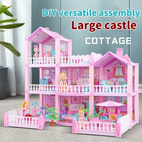 New 3D DIY Family Doll House Dolls Accessories Toy With Miniature Furniture Garage Car DIY Doll House Toys For Children Gifts