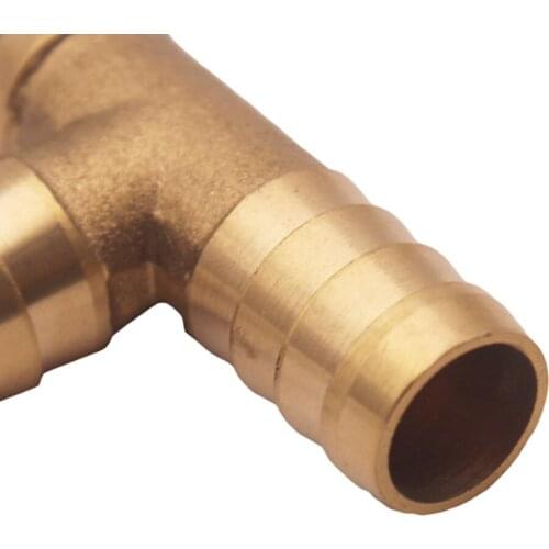 Brass Hose Barb Tee, 3/8" Hose ID Barbed, 3-Way Tee Brass Fuel Hose Fitting, Coupler Adapter for Fuel Gas Water