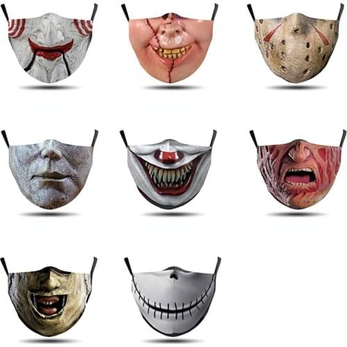 Hot Horror Halloween Adult Mouth Face-Mask Women Men Cospaly Unisex Fashion Gift Street Sports Dust-proof Breathable Party Masks