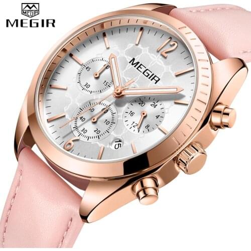 MEGIR Women Watches Top Brand Luxury Female Clock Montre Femme 2021 Fashion Pink Quartz Ladies Watch Lover Gift Relogio Feminino