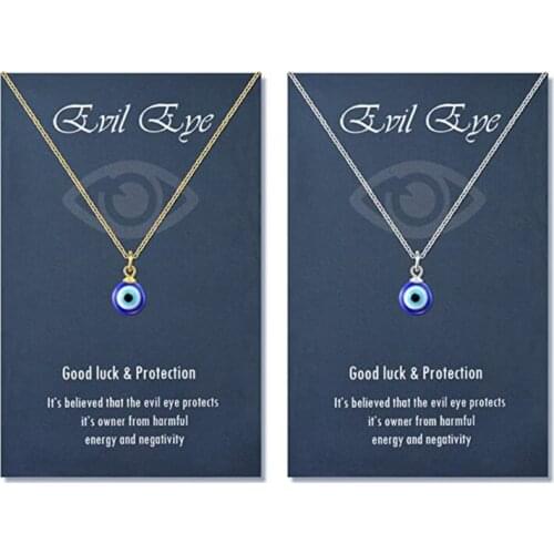 Trendy Demon Eye Necklace European and American Golden Chain Turkey Blue Eye Round Drop Shape Necklace for Women