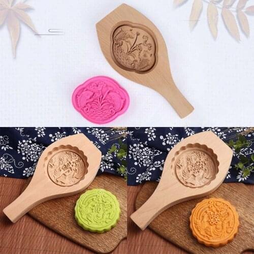 Mooncake Molds Chinese Traditional Mid-autumn Festival Moon Cakes Moulds 3 Different Flower Shaped Wooden Mooncake Mould