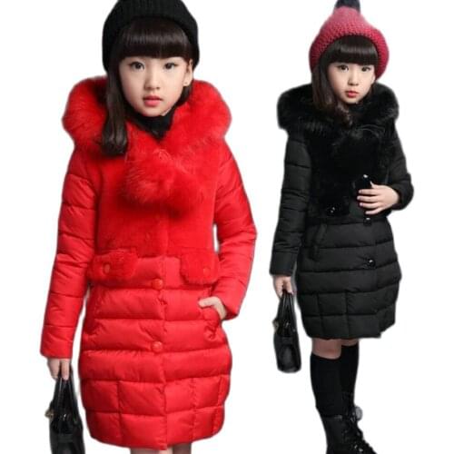 2021 New Winter Thickened Medium Length Parka Coat Girls Cotton Padded Jacket Childrens Girl Down Hooded Plush jacket
