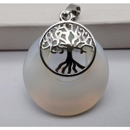 Opal Stone GEM Circle Tree of life Pendant Woman Jewelry S307
