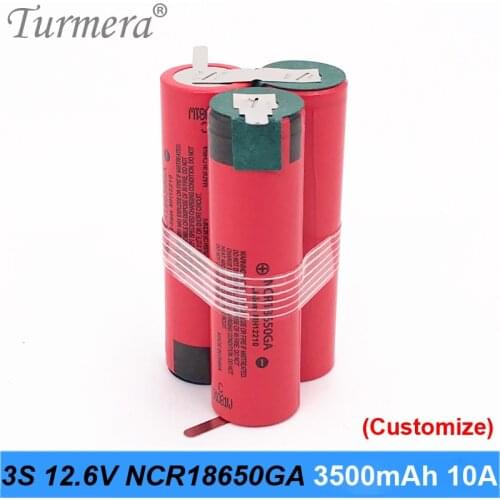 3S Rechargeable Lithium Battery 10.8V 12V NCR18650GA 3500mAh 10A Current Use in Electric Drill Screwdriver and Air Drone Turmera