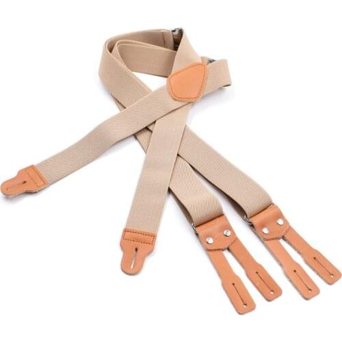 6 Clips Elegant Men Shirt Stay Pants Trousers Button Leather Clip-On Braces Elastic 3.5cm Alloy Head Adjustable Strap Suspenders