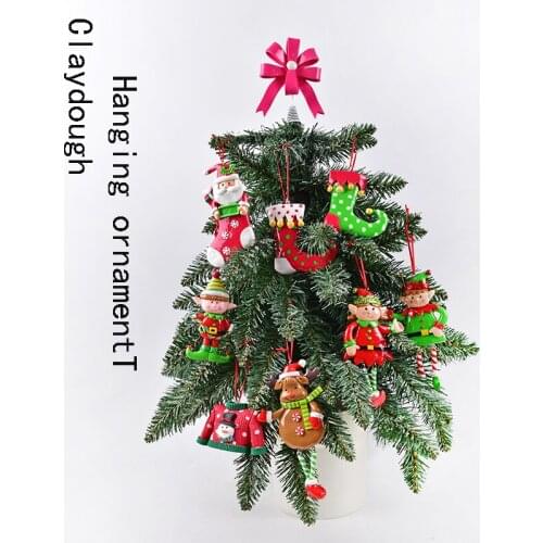 Christmas decorations childrens Christmas tree scene layout bread soil elk clothes gloves candy soft pottery pendant