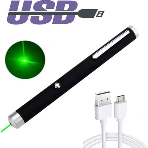 Portable USB green laser pointer battery embedded in red laser 532nm 5mw high power equipment funny cat toy conference pointer