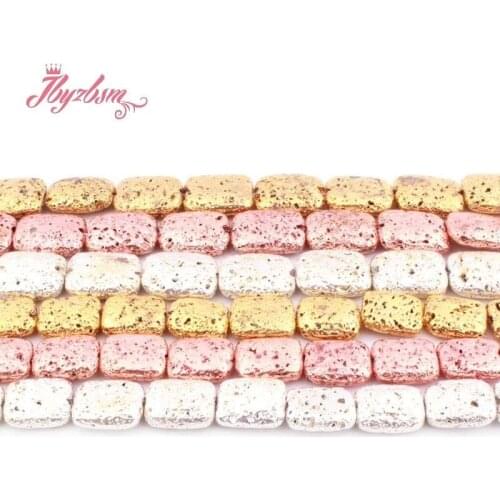 Natural Rock Lava Silver Gold Plateds Rectangle Spacer Stone Beads For Jewelry Making DIY Necklace Bracelat 15" Free Shipping