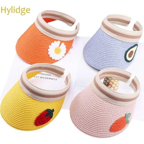 Hylidge Lovely Fruit Summer Hat for Boy Girl Straw Hat Childrens Empty Top Sun Visor Kids Big Brim Sun Hat for Children Caps