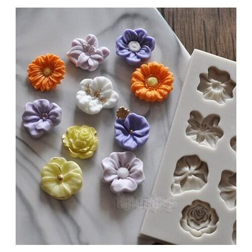Silicone Mold Fold Sugar Cake Decoration Shape Fondant Mold Silica Gel a Variety of Flowers Moulds Silicone Rubber PRZY No.s8008