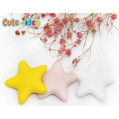 Cute-idea Star Silicone Beads 10pcs Food Grade Baby Teething Teethers DIY infant Nursing Pacifier Chain Necklace toy Accessories